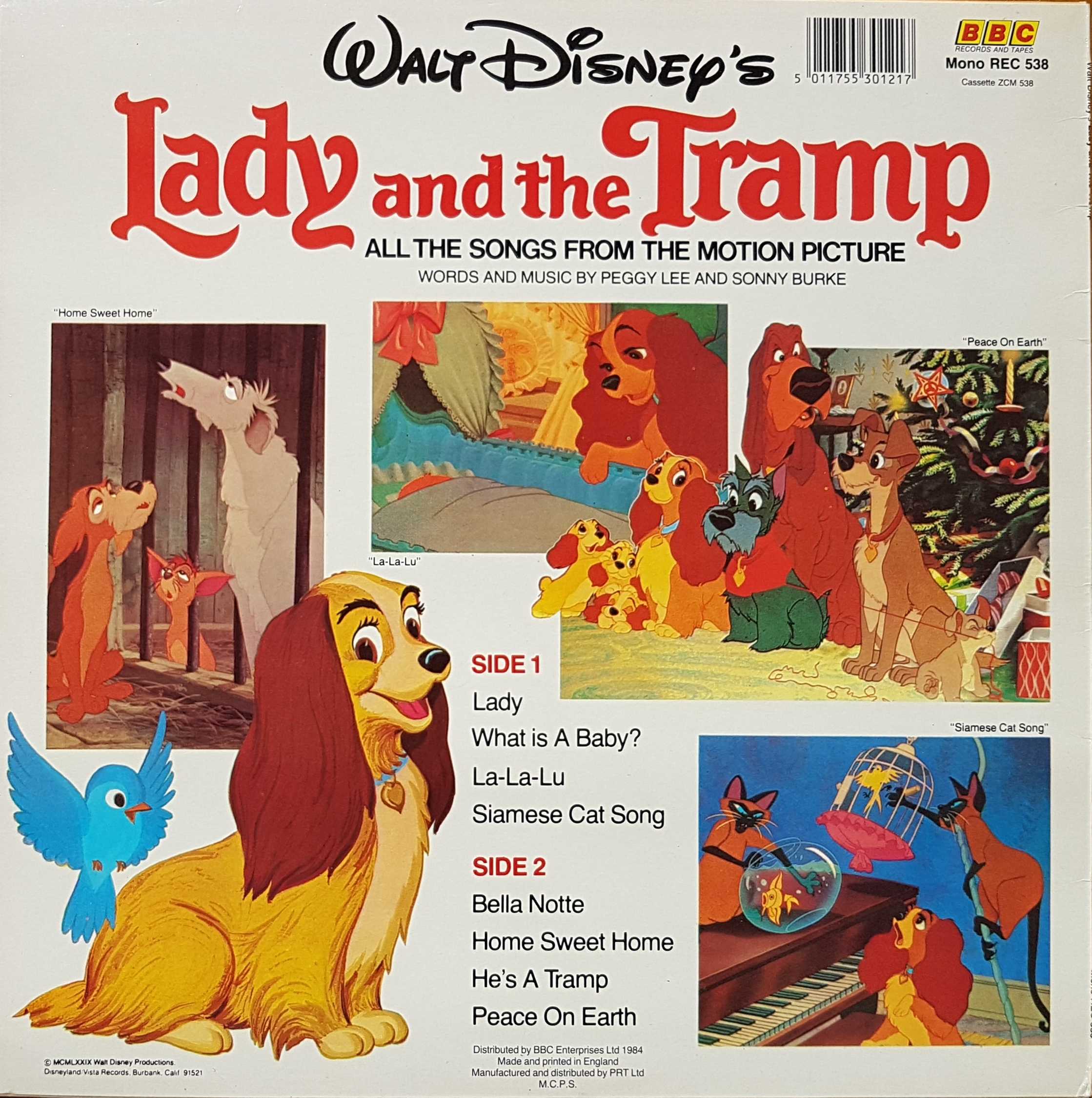 Picture of REC 538 Lady and the tramp by artist Peggy Lee / Sonny Burke from the BBC records and Tapes library